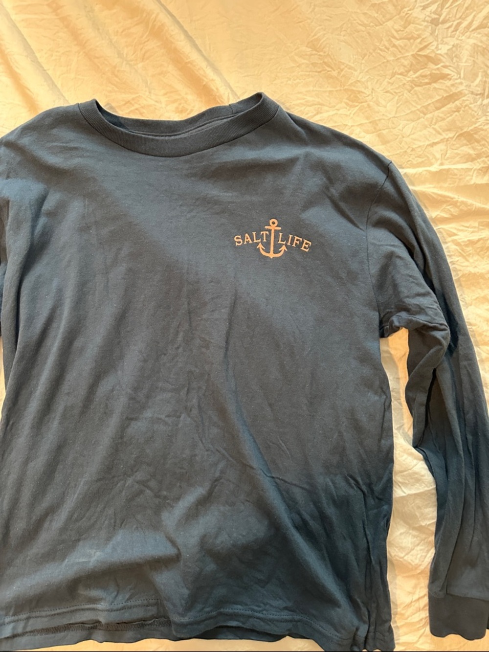 Salt Life Long Sleeve T-Shirt in Navy with Anchor Logo Youth Medium